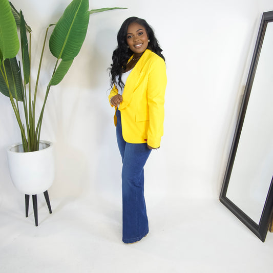 Millie Mainstay Open Front Blazer ||MUSTARD