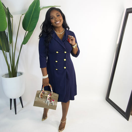 Power Play Blazer Dress||NAVY