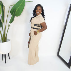 Zuri Buckle Belted Pants Set||163|| KHAKI