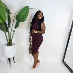 Monroe Wrap Midi Dress||PLUM