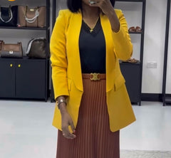 Millie Mainstay Open Front Blazer ||MUSTARD