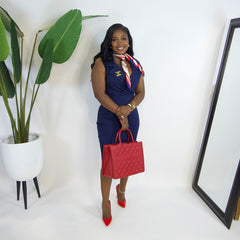 Monroe Wrap Midi Dress||NAVY