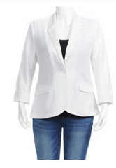 DRAYA BOYFRIEND SINGLE-BREASTED BLAZER WITH DOUBLE FLAP POCKETS AND ROLL-UP SLEEVES