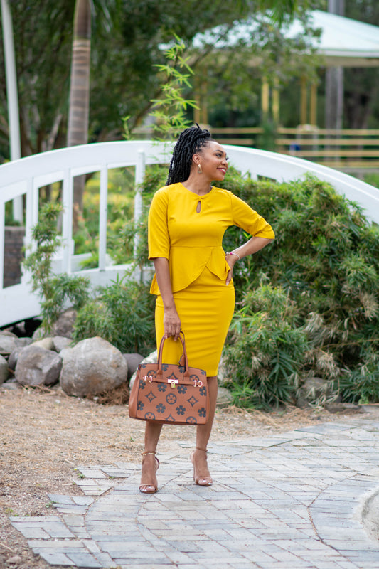 PETAL PEPLUM DRESS