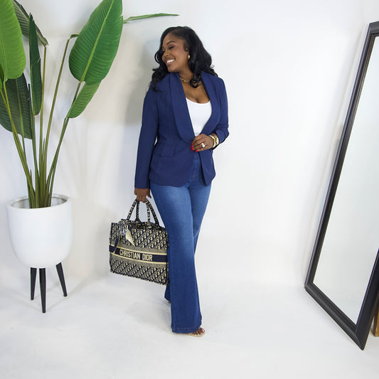 Millie Mainstay Open Front Blazer || NAVY