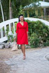 KARA LEE BUCKLE SIDE PLEATED DRESS|| RED