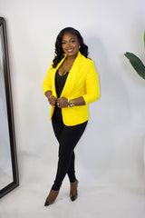 Millie Mainstay Open Front Blazer ||MUSTARD