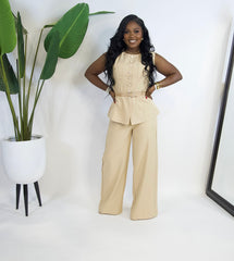 Command Luxe Belted Vest Set||KHAKI