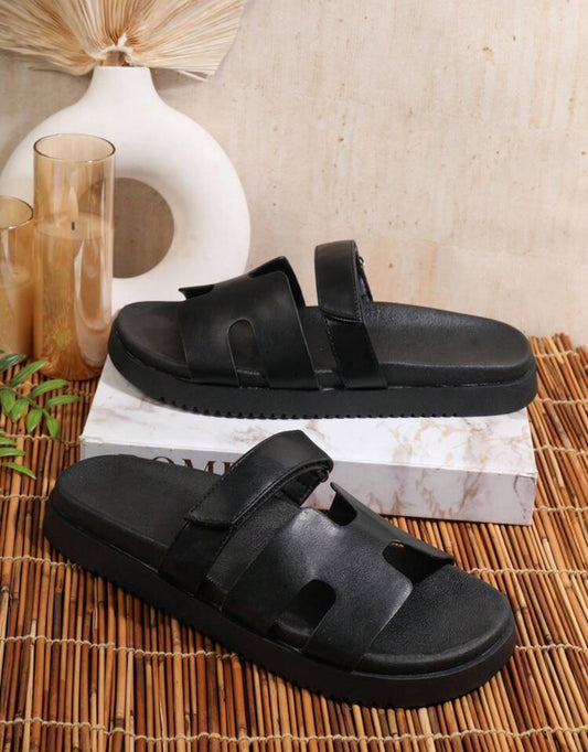 HERMEY LUXE SANDALS||BLACK