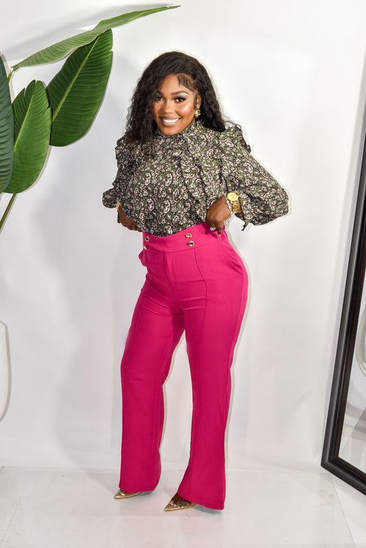 REAH HIGH WAISTED BUTTON FRONT PALAZZOLO PANTS