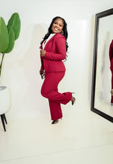 LIA ANNA PANTS SUIT|| WINE