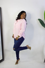 Ella Essential Striped Shirt || PINK