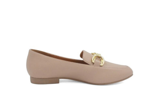 GINA BUCKLE LOAFERS||NUDE