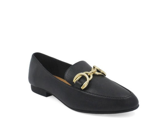 GINA BUCKLE LOAFERS||BLACK
