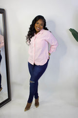 Ella Essential Striped Shirt || PINK
