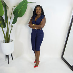 Monroe Wrap Midi Dress||NAVY