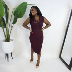 Monroe Wrap Midi Dress||PLUM
