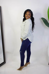 Ella Essential Striped Shirt ||SAGE