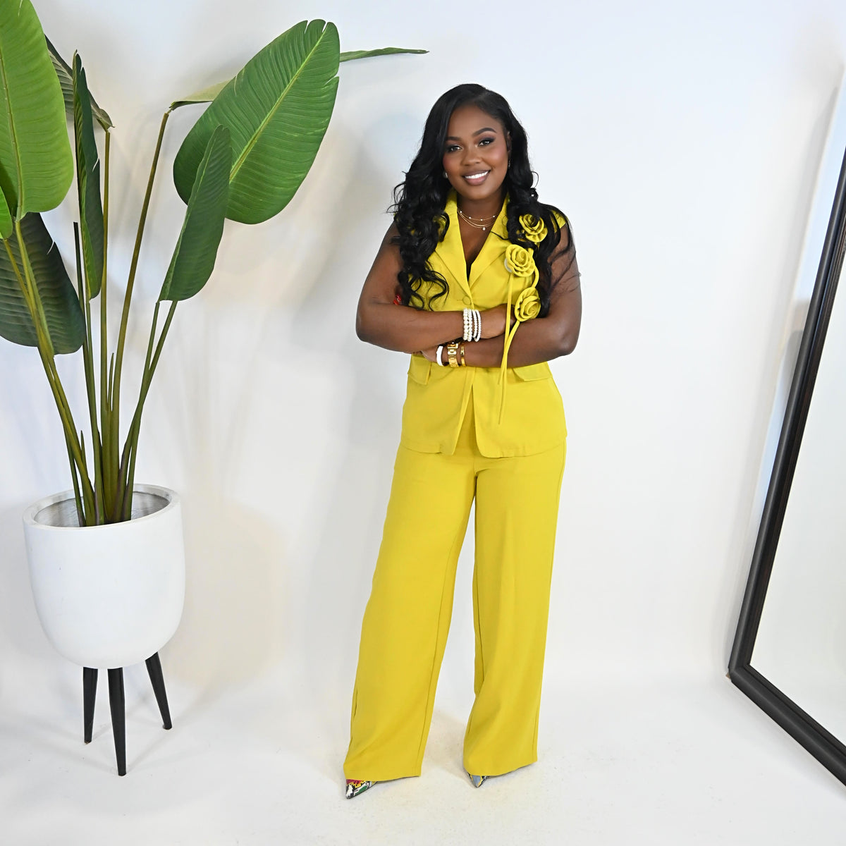 Rosette Fleur Vest Set||LIME