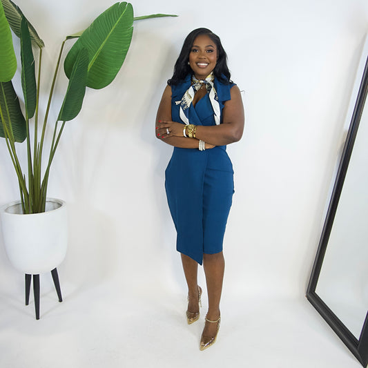 Monroe Wrap Midi Dress||TEAL