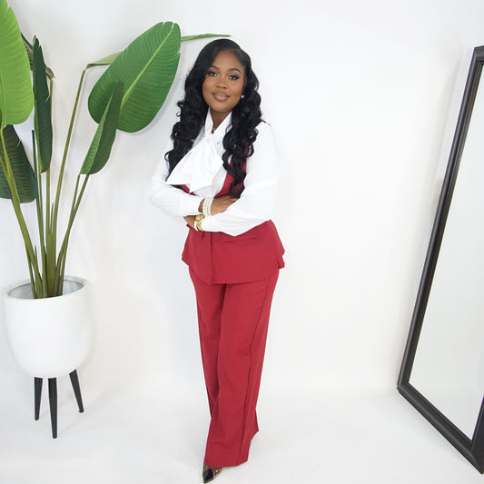 Duchess Elle Vest Set|| WINE