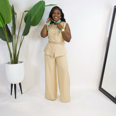 Command Luxe Belted Vest Set||KHAKI