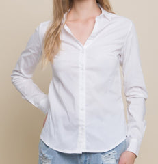 SIA SOLID LONG SLEEVE BUTTON FRONT SHIRT||WHITE