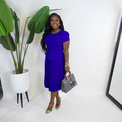 Meghan Grace Pleated Belted Midi Dress