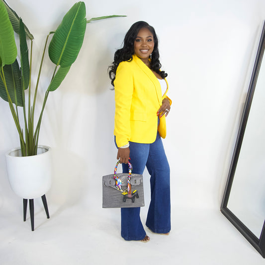 Millie Mainstay Open Front Blazer ||MUSTARD