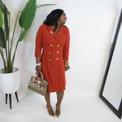 Power Play Blazer Dress||RUST