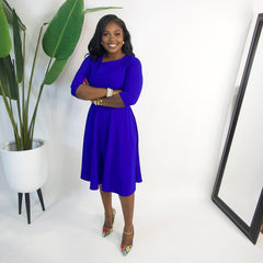 Amara Belted Midi Dress|| ROYAL BLUE