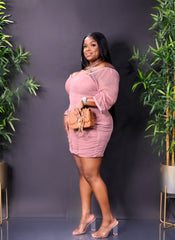LIZZO RUCHED DRESS||NUDE